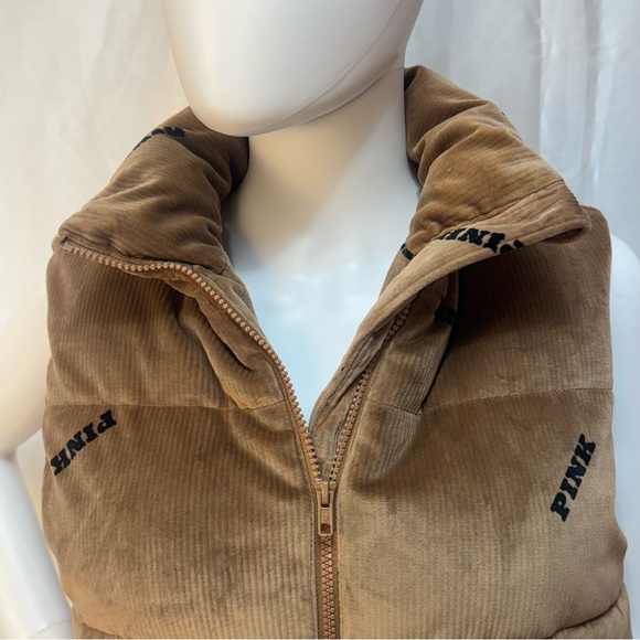 Victoria’s Secret Pink Super Soft Ribbed Velour Cropped Puffer Vest - Picture 2 of 9